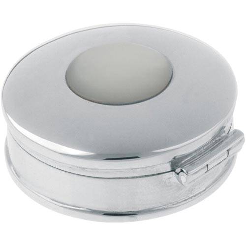 Carrs Of Sheffield Round Box With Mother Of Pearl In Sterling Silver By Carrs Of Sheffield