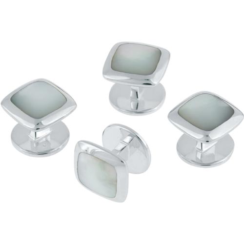 Carrs Of Sheffield Square Mother Of Pearl Shirt Studs In Sterling Silver By Carrs Of Sheffield