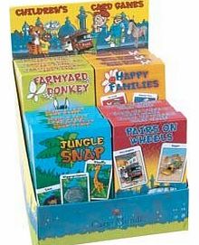  Four Assorted Kids Card Games - Farmyard Donkey, Happy Families, Jungle Snap & Pairs On Wheels
