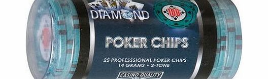Cartamundi Diamond Plastic Tube 25 Poker Chips - $100