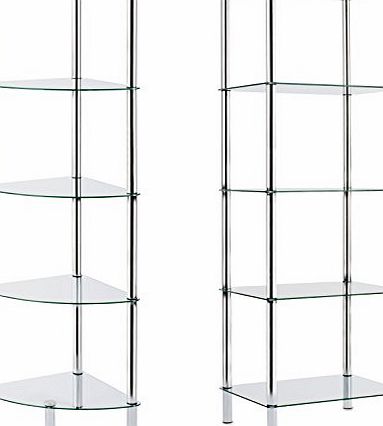 Glass Shelving Unit, Gina - 5 Tier, 40x30x134cm | 2 Sizes Available - for Bathroom, Kitchen, Home and Office