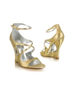 Casadei Gold Strappy Cutout Sandal Shoes