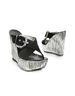 Casadei Suede and Silver Platform Wedge Shoes