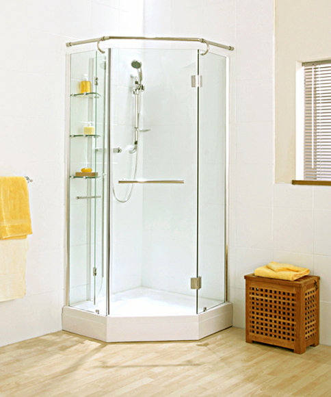 Pentagonal Shower Enclosure with shelving with Tray