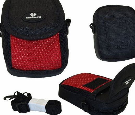 Case4Life Red/Black Nylon Soft Shockpoof Splashproof Digital Camera Case Bag for Sony Cyber-shot DSC-HX, DSC-H, DSC-J, DSC-TX, DSC-WX, DSC-W - Lifetime Warranty