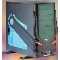 Diabolic Minotaur Green Midi Tower case with 400W SPI PSU (10 Drive Bays Front Access US