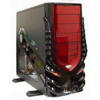Diabolic Minotaur Red Midi Tower case with 400W PSU (10 Drive Bays Front Access USB Audi