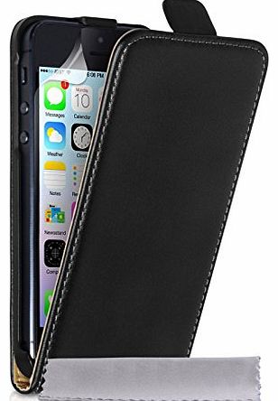 Caseflex iPhone 5S Case Black Genuine Leather Flip Cover
