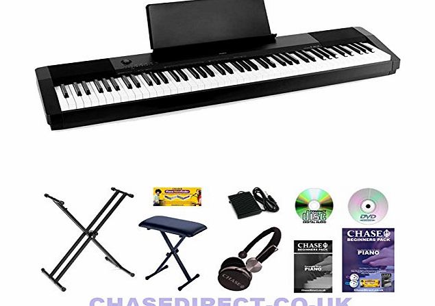 Casio CDP-120 Digital Piano Deluxe Bundle By Chase With Foldable Stand