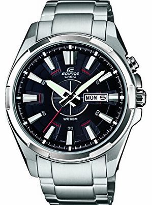Casio Edifice Edifice Mens Quartz Watch with Black Dial Analogue Display and Silver Stainless Steel Bracelet EFR-1