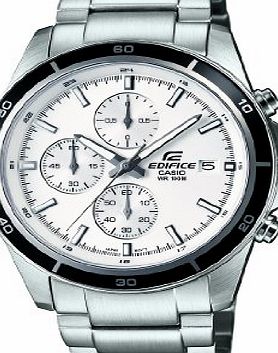Casio Edifice Mens Quartz Watch with White Dial Analogue Display and Silver Stainless Steel Bracelet EFR-526D-7AVUEF