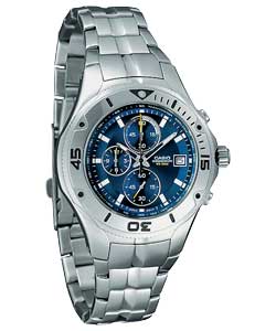 Casio Gents Bracelet Blue Dial Chronograph Watch