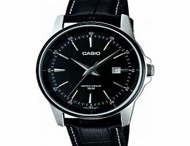 Casio Mens Collection Black Leather Strap Watch