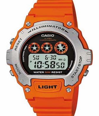 Mens Orange Illuminator LCD Watch
