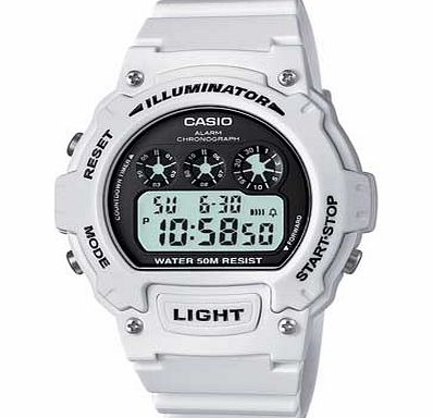 Mens White Digital Illuminator LCD Watch