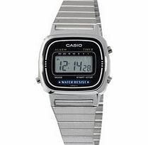 Casio Metallic and black slim digital watch