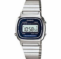 Casio Metallic and navy slim digital watch