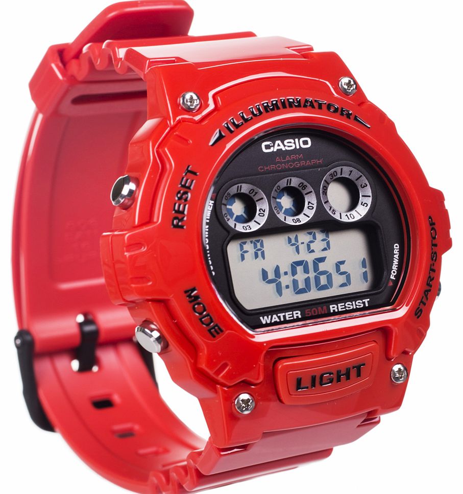 Casio Red Water Resist Illuminator Watch W-214HC-4AVEF