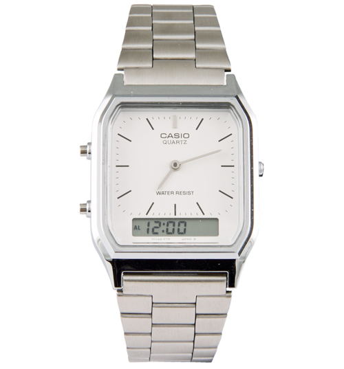 Silver Retro Dual Time Watch from Casio