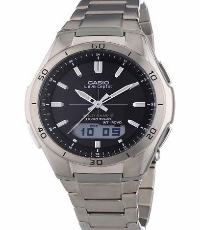 Casio WVA-M640TD-1AER Mens Quartz Watch with Grey Dial Analogue - Digital Display and Silver Titanium Case