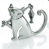 cat Design Silver Brooch