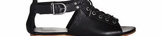 Meghan black leather sandals