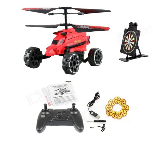 Remote Control Aircraft Aerocar Remote Control Helicopter Aircraft Quadcopter Drone 4 Channel 2.4GHz YD-717 RED Drone 3 in1 Flying Running Shooting 3.5CH YD-922 Yelow (RED)
