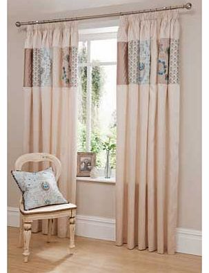 Catherine Lansfield Border Patchwork Lined Curtains 168x183cm - Duck