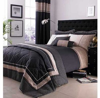 Catherine Lansfield Luxury Geo Black and Natural Bedspread - Double