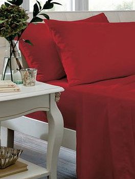 Catherine Lansfield Non Iron Percale Polycotton King Flat Sheet - Red