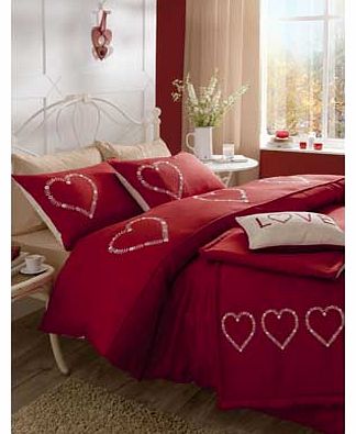 Red Deco Hearts Duvet Cover