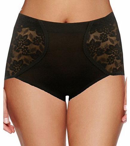 CATTYBS Ladies Control Briefs with Lace Decoration in Black size Large UK 14/16