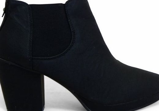 Catwalk Footwear Womens New Platform Block Mid Heel Ladies Chelsea Platform Ankle Boots - Black Pu -Size: 4