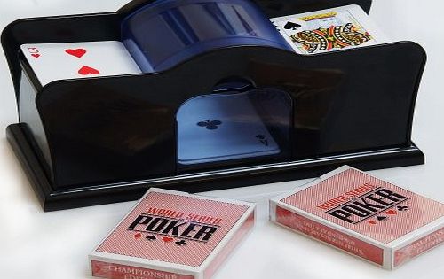 2 Deck Manual Retro Card Shuffler - 2 FREE Playing Cards