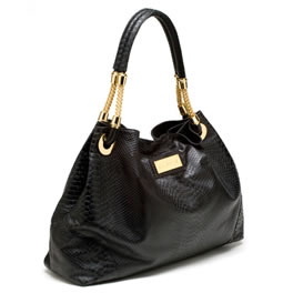 Black Python Leather Ashley Bag