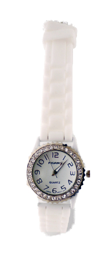 CCZ Design White Diamante Womens Watch With Soft Rubber