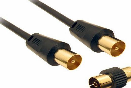 CDL Micro 3 m Gold Plated TV Aerial Cable (M-M) with Adapter (F-F) - Black