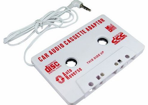 Car Tape Cassette Adapter White for iPod ~ iPhone ~iPod Touch ~ MP3 player ~ CD Walkman ~ etc