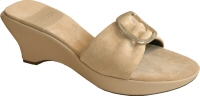 CDoux beige suede and leather wedge mule