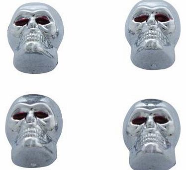 CE Car Accessories 4 x Skull Car or Bike Dust/ Valve Caps- Silver Red Eyes