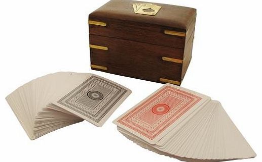 CE Hand Made Items Twin Wooden Playing Card Box With Playing Cards