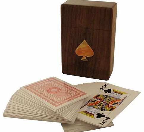 CE Hand Made Items Wooden Playing Card Box with Playing Cards