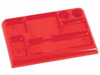CE red desk tidy organiser with seven