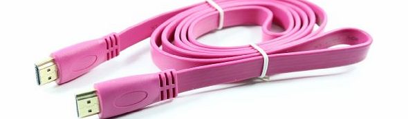 1.5M (1.5 Meter) HDMI to HDMI Cable Version 1.4 Male to Male Flat Cable 1080p Full HD for LCD, LED, PS3, Xbox, Plasma, Projector (Pink)