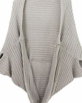 CelebFashion Popular Womens Batwing Cape Poncho Knit Top Cardigan One Size Available in Black, Camel and Red colour (Grey)
