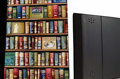 Cool Library Vintage Book Shelves Look Design Case Fashion Trend For All Amazon Kindle Fire HD 7`` HDX 7`` Leather full Case Flip Cover - Choose your ipad model from the drop box under (HDX 7``)