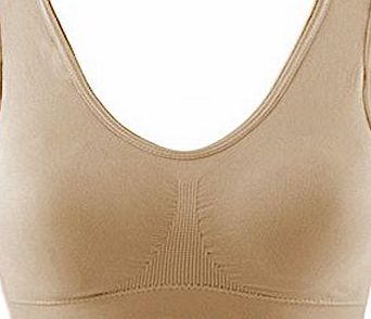 CellDeal New Womens Ladies Seamless Crop Top Comfort Bra Sports Vest Stretch Shapewear 6 Size Multi-Colour Nude XXXLarge