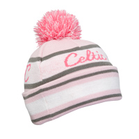 Celtic Bobble Knit Hat - Pink/Grey - Girls.