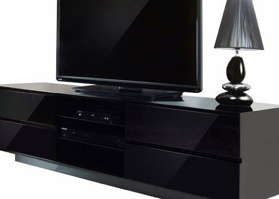 Centurion Avitus Gloss Black with 4-Black Drawers amp; 3-Shelf 32``-65`` LED/ LCD / Plasma Cabinet TV Stand