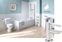 Ceramica Milan 2 Taphole Bathroom Suite with Profile Taps and Whirlpool Bath